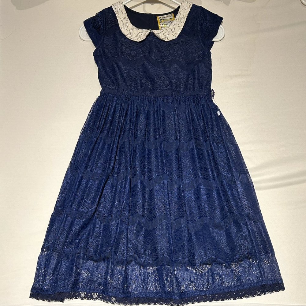 Girl's Navy Blue Lace Dress